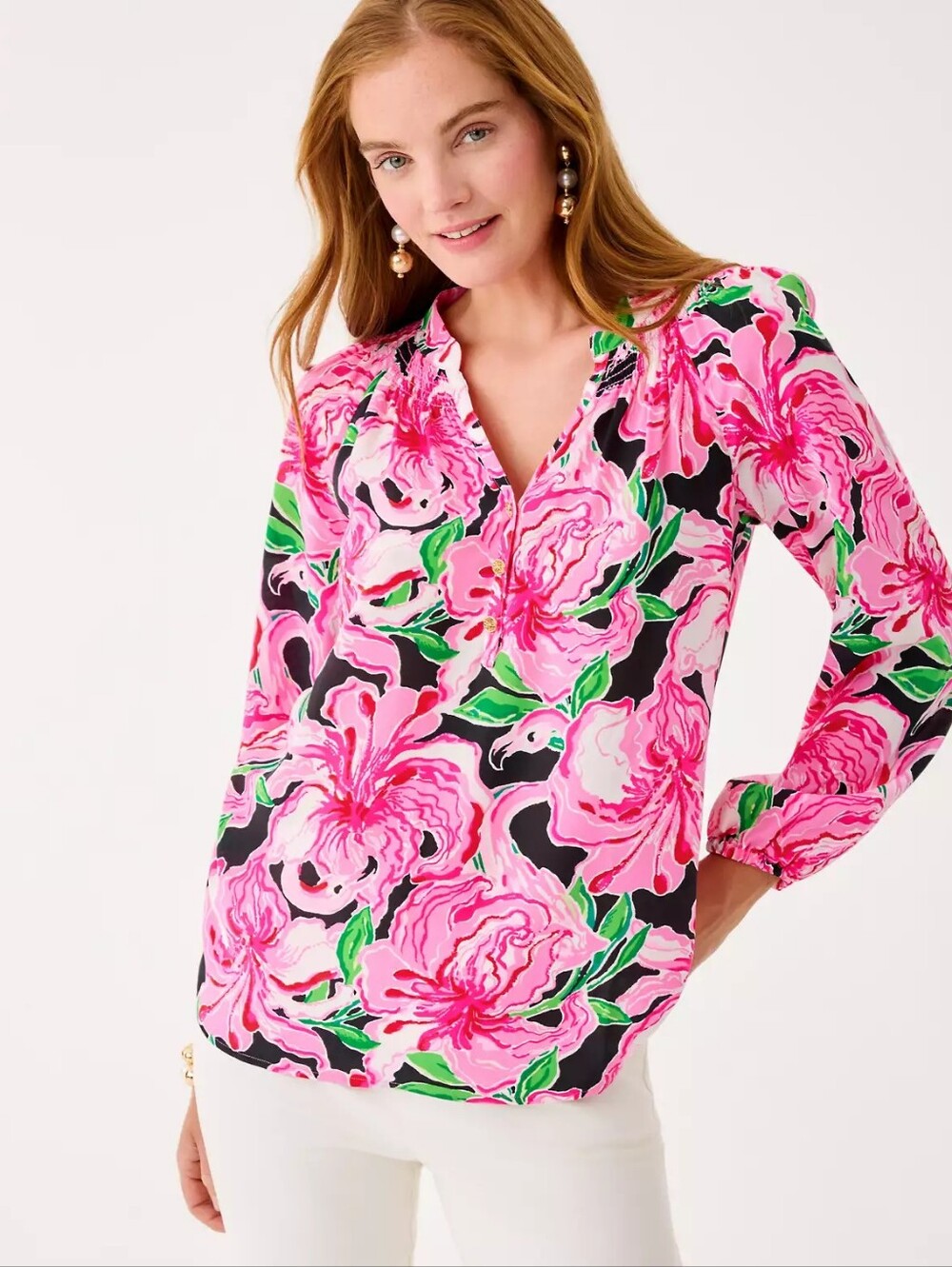 Lilly Pulitzer Elsa Silk Top Onyx Party All The Time Size Large